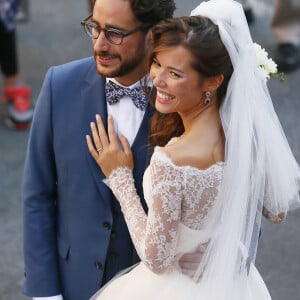 Mariage de Thomas Hollande et de la journaliste Emilie Broussouloux l'église de Meyssac en Corrèze, près de Brive, ville d'Emiie. Le 8 Septembre 2018. © Patrick Bernard-Guillaume Collet / Bestimage