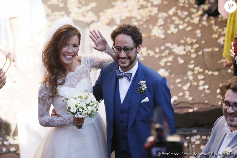 Mariage de Thomas Hollande et de la journaliste Emilie Broussouloux l'église de Meyssac en Corrèze, près de Brive, ville d'Emiie. Le 8 Septembre 2018. © Patrick Bernard-Guillaume Collet / Bestimage