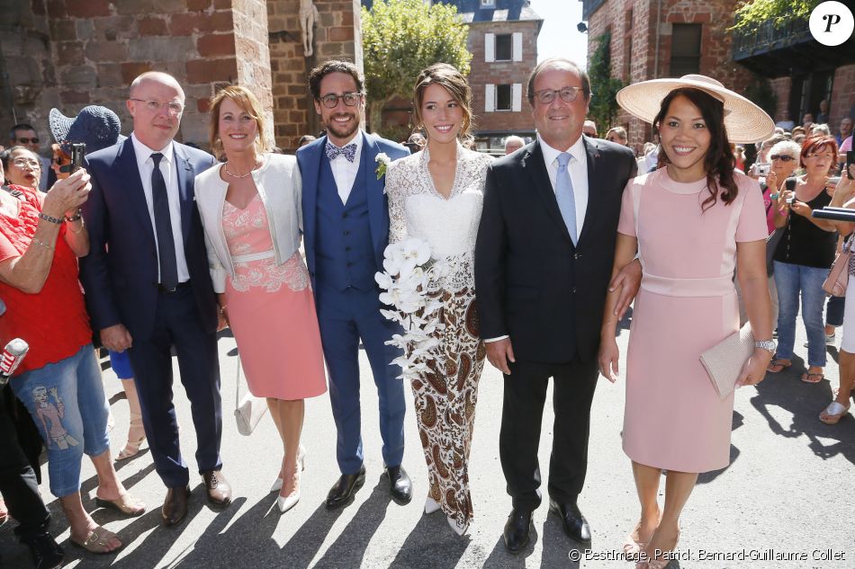 Francois Hollande Segolene Royal Et Les Parents De La Mariee Mariage De Thomas Hollande Et De La Journaliste Emilie Broussouloux A La Mairie A Meyssac En Cor Purepeople