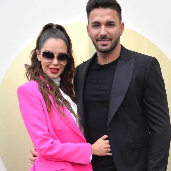 Nabilla Benattia (enceinte) et son mari Thomas Vergara - Nabilla Benattia présente sa collaboration pour les lunettes Quay Australia sur la plage Magnun lors du 72ème Festival International du Film de Cannes. ©Veeren / Bestimage 