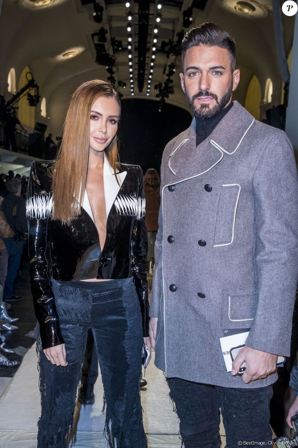 Nabilla Benattia et son compagnon Thomas Vergara - People au défilé de mode Haute-Couture printemps-été 2019 "Jean Paul Gaultier" à Paris. Le 23 janvier 2019 © Olivier Borde / Bestimage