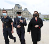 Marlène Schiappa au Musée du Louvre à la rencontre des sapeurs pompiers qui protègent les personnes et les biens du musée. Paris, le 20 mai 2021. © Bestimage