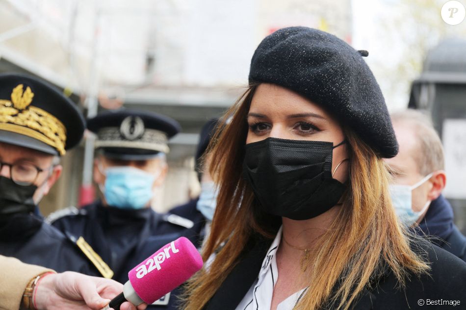 Déplacement de Marlène Schiappa sur le harcèlement de rue, la sécurité des femmes dans les transports en commun et dans les espaces publics. Paris. Le 15 avril 2021. © Panoramic/Bestimage