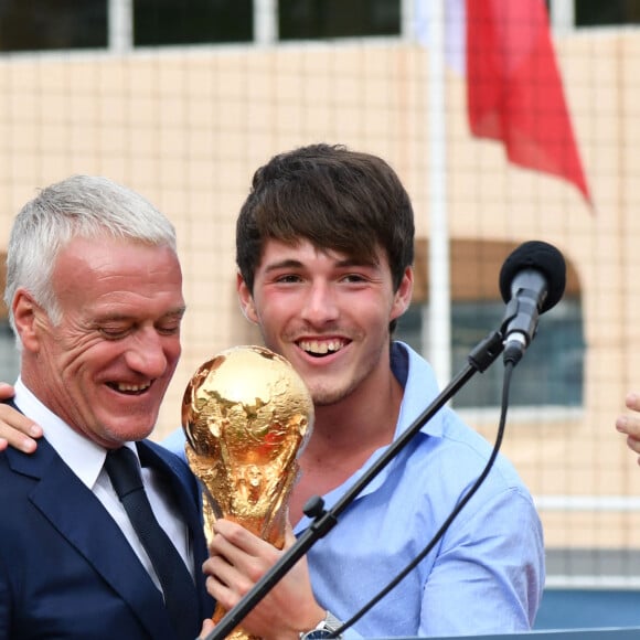 Didier et Dylan Deschamps durant l'inauguration du Stade de football Didier Deschamps à Cap d'Ail le 12 septembre 2018. © Bruno Bebert / Bestimage 