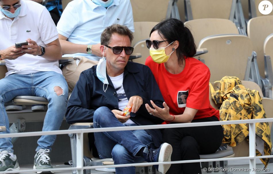 Géraldine Maillet et son compagnon Daniel Riolo - Tribunes lors des internationaux de France de tennis de Roland-Garros 2021 à Paris, le 6 juin 2021. © Dominique Jacovides/Bestimage