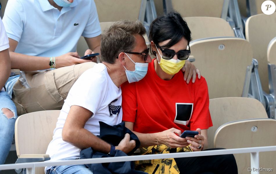 Géraldine Maillet et son compagnon Daniel Riolo - Tribunes lors des internationaux de France de tennis de Roland-Garros 2021 à Paris, le 6 juin 2021. © Dominique Jacovides/Bestimage