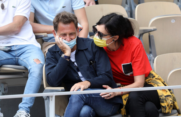 Géraldine Maillet et son compagnon Daniel Riolo - Tribunes lors des internationaux de France de tennis de Roland-Garros 2021 à Paris, le 6 juin 2021. © Dominique Jacovides/Bestimage
