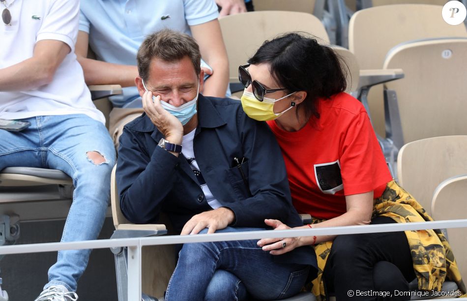 Géraldine Maillet et son compagnon Daniel Riolo - Tribunes lors des internationaux de France de tennis de Roland-Garros 2021 à Paris, le 6 juin 2021. © Dominique Jacovides/Bestimage