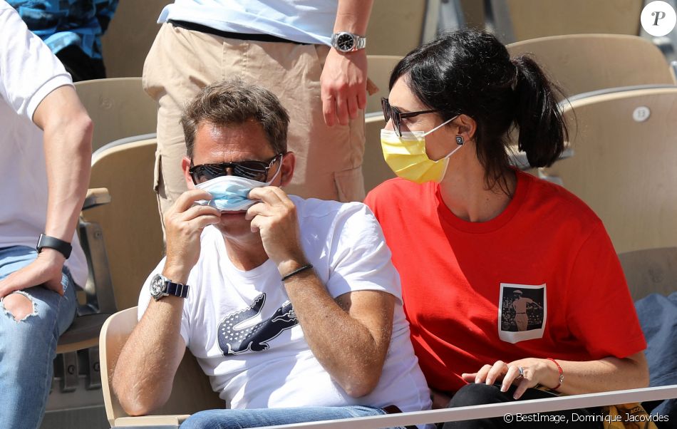 Géraldine Maillet et son compagnon Daniel Riolo - Tribunes lors des internationaux de France de tennis de Roland-Garros 2021 à Paris, le 6 juin 2021. © Dominique Jacovides/Bestimage