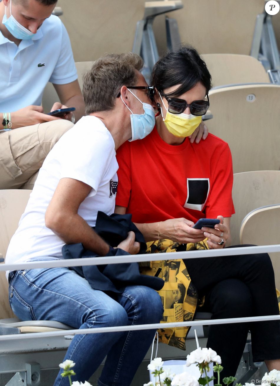 Géraldine Maillet et son compagnon Daniel Riolo - Tribunes lors des internationaux de France de tennis de Roland-Garros 2021 à Paris, le 6 juin 2021. © Dominique Jacovides/Bestimage