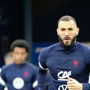 Karim Benzema lors du match amical de préparation de l'UEFA Euro 2020 "France - Pays de Galles" au stade Allianz Riviera à Nice, le 2 juin 2021.