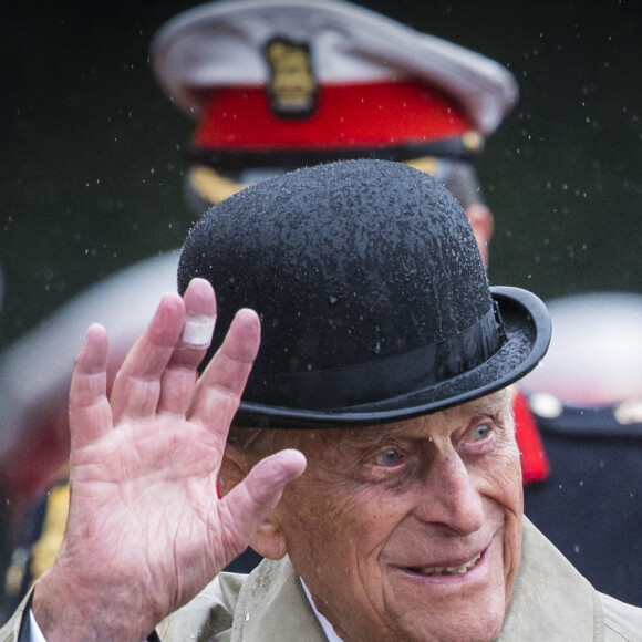 Le prince Philip, duc d'Edimbourg lors de son dernier engagement officiel au palais de Buckingham à Londres, le 2 août 2017.