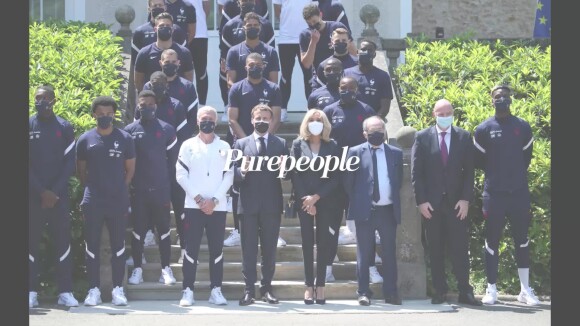 Brigitte et Emmanuel Macron à Clairefontaine : avant l'Euro 2021, joyeuses retrouvailles avec les Bleus