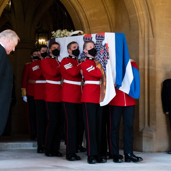 Funérailles du prince Philip, duc d'Edimbourg à la chapelle Saint-Georges du château de Windsor, le 17 avril 2021. 