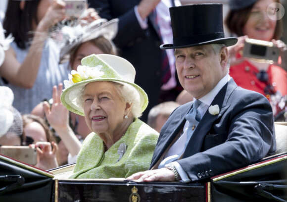 La reine Elizabeth II et le prince Andrew, duc d'York au Royal Ascot. Le 22 juin 2019