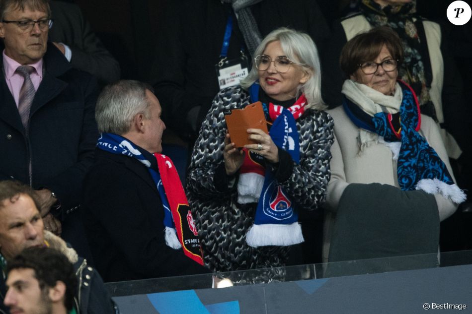François de Rugy, ministre de la Transition écologique et solidaire et sa femme Séverine Servat - Finale de la Coupe de France: PSG - Rennes (2-2). Les Rennais remportent la coupe aux tirs aux buts, leur premier trophée depuis 1971. Stade de France, Paris, le 27 avril 2019.