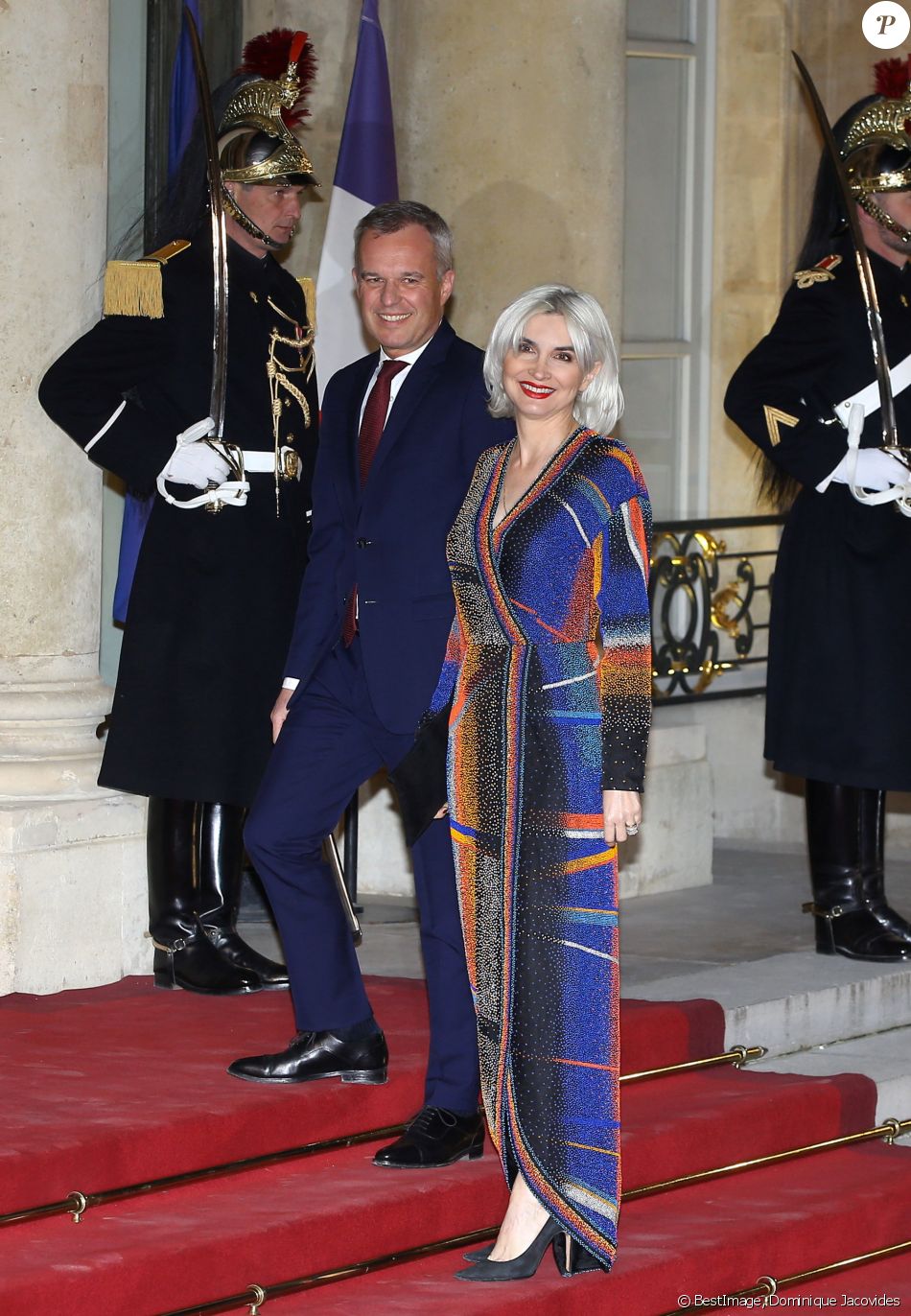 François de Rugy, ministre de l&x2019;Écologie, du développement durable et de l&x2019;Énergie et sa femme Séverine Servat - Dîner d'Etat du président de la République française en l'honneur du président de la République populaire de Chine lors de sa visite d'Etat en France du 24 au 26 mars 2019, au Palais de l'Elysée, à Paris, France, le 25 mars 2019. © Dominique Jacovides/Bestimage