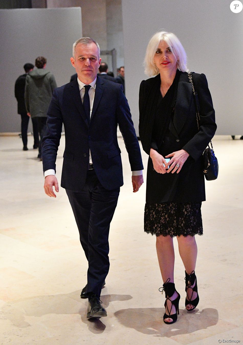 François de Rugy, ministre de la Transition Ecologique et Solidaire et sa femme Séverine Servat (journaliste à Gala) lors du 34ème dîner du Conseil représentatif des institutions juives de France (CRIF) au Carrousel du Louvre à Paris, FRance, le 20 février 2019. © Christian Liewig/Pool/Bestimage