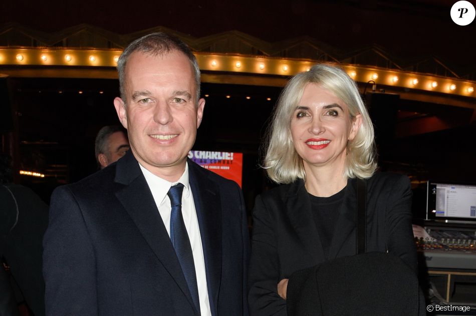 François de Rugy (président de l'Assemblée nationale) et sa femme Séverine Servat (journaliste à Gala) - Hommage " Etre Toujours Charlie ! De la Mémoire au Combat" aux Folies Bergère à Paris le 6 janvier 2018 pour l'anniversaire des 3 ans de l'attaque terroriste contre l'hebdomadaire satyrique Charlie Hebdo en 2015. © Coadic Guirec/Bestimage