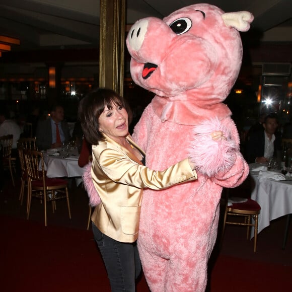 Danièle Evenou, Christophe Beaugrand déguisé en cochon - Soirée "La charcuterie fait son show" au Chalet du Lac à Paris, le 10 juin 2013.