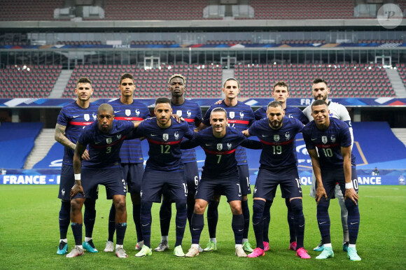 Lucas Hernandez, Raphaël Varane, Paul Pogba, Adrien Rabiot, Benjamin Pavard, Hugo Lloris, Presnel Kimpembé, Corentin Tolisso, Antoine Griezmann, Karim Benzema et Kylian Mbappé lors du match amical de préparation de l'UEFA Euro 2020 "France - Pays de Galles (3-1)" au stade Allianz Riviera à Nice, le 2 juin 2021. ©Anthony BIBARD / FEP / Panoramic / Bestimage