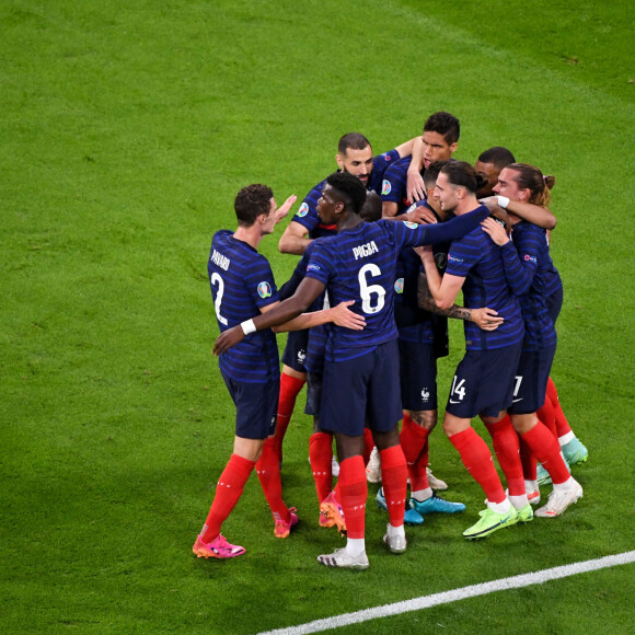 Joie de l'Equipe de France lors du match de l'UEFA Euro 2020 opposant l'Allemagne à la France au stade Allianz Arena à Munich, Allemagne, le 15 juin 2021. La France a gagné 1-0. © Anthony Bibard/Panoramic/Bestimage 