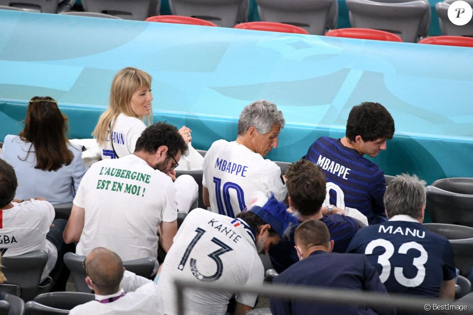 Nagui et sa femme Mélanie Page lors du match de l'UEFA ...