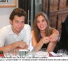 Laurent Gerra et Mathilde Seigner - Tournoi de tennis Roland Garros en 2001 à Paris. 
