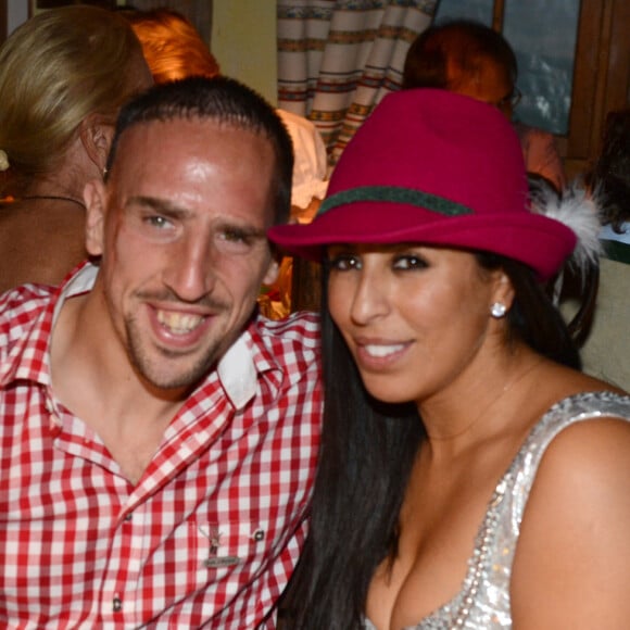 Franck Ribéry et sa femme Wahiba lors de l'Oktoberfest, à Munich. Photo by Felix Hoerhager/DPA/ABACAPRESS.COM