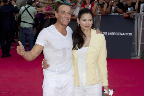 Jean Claude Van Damme et sa femme Gladys Portugues - PREMIERE DU FILM "EXPENDABLES" A MADRID, LE 8 AOUT 2012.