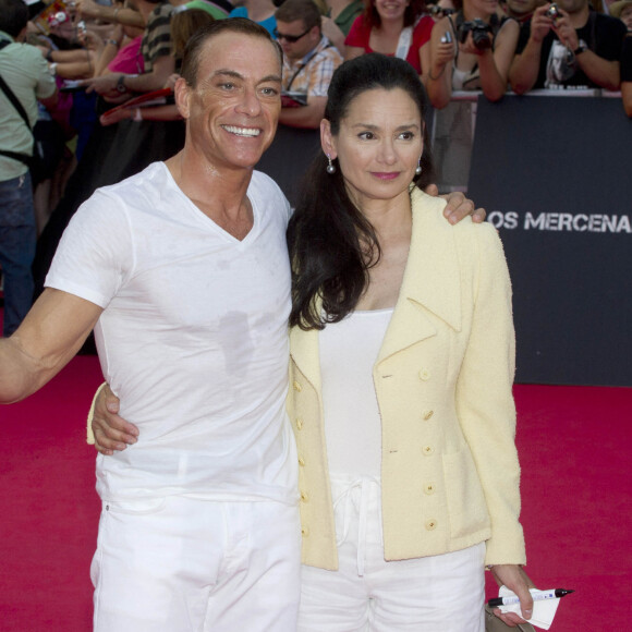 Jean Claude Van Damme et sa femme Gladys Portugues - PREMIERE DU FILM "EXPENDABLES" A MADRID, LE 8 AOUT 2012.