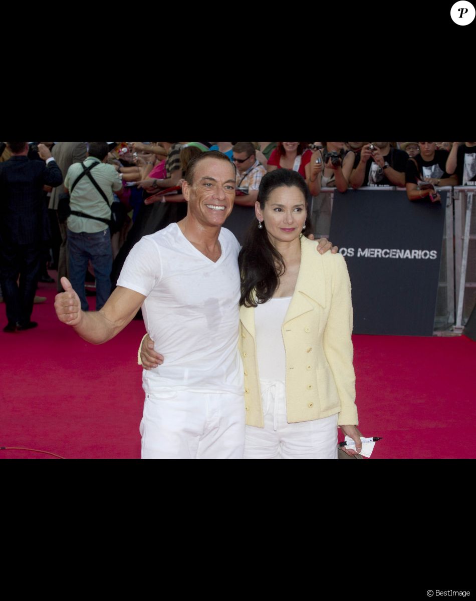 Jean Claude Van Damme et sa femme Gladys Portugues - PREMIERE DU FILM "EXPENDABLES" A MADRID, LE 8 AOUT 2012.