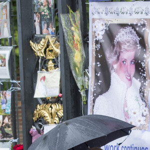 Le prince Harry lors de la visite du Sunken Garden dédié à la mémoire de Lady Diana à Londres le 30 août 2017.