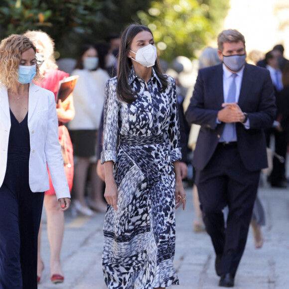 La reine Letizia d'Espagne lors de la cérémonie d'ouverture du "World Blindness Summit Madrid 2021" à Madrid. 