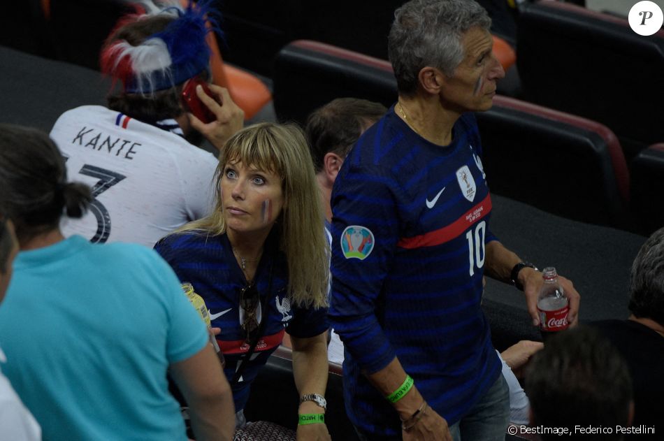 Nagui et sa femme Mélanie Page ont assisté au 8e de finale de l'Euro opposant la France à la Suisse au stade Arena Nationala. Bucarest, le 28 juin 2021. © Federico Pestellini / Panoramic / Bestimage