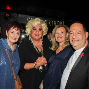 Exclusif - Fabienne Thibeault, son mari Christian, Zize Dupanier, Valérie Trierweiler - Jean-Luc Romero fête ses 62 ans au Banana Café à Paris le 30 juin 2021. © Baldini / Bestimage