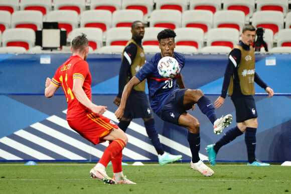 Kingsley Coman lors du match amical de préparation de l'UEFA Euro 2020 "France - Pays de Galles (3-1)" au stade Allianz Riviera à Nice, le 2 juin 2021.