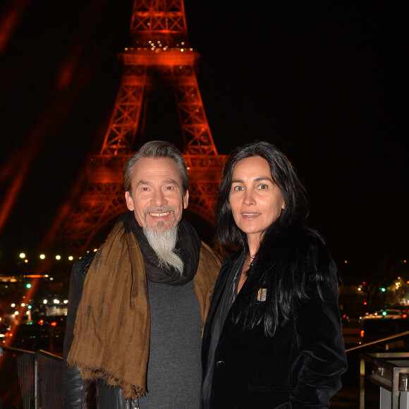 Exclusif - Florent Pagny et sa femme Azucena Caman - Backstage du concert anniversaire des 130 ans de la Tour Eiffel à Paris, qui sera diffusé le 26 octobre sur France 2. Le 2 octobre 2019. © Perusseau-Veeren/ Bestimage 