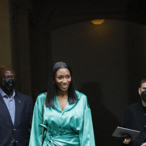 Aya Nakamura à l'issue du défilé Balenciaga (collection Haute Couture Automne/Hiver 2021-2022) au George V à Paris. Le 7 juillet 2021. © Clovis-Veeren/Bestimage