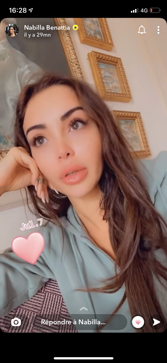 Nabilla s'exprime sur Snapchat après avoir été cambriolée le jour de son mariage à Chantilly.