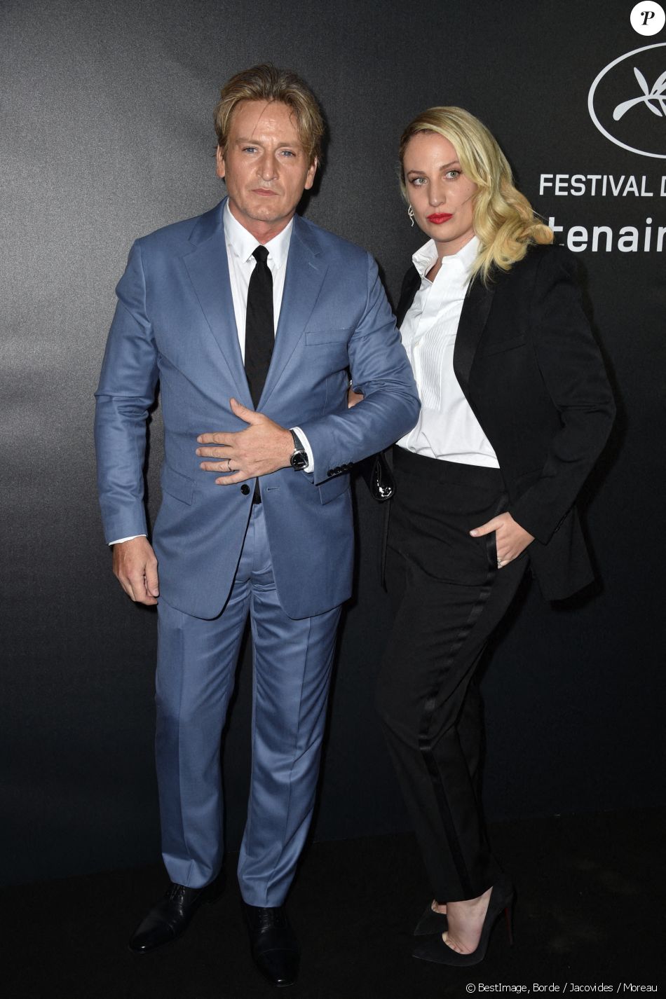 Benoît Magimel et son épouse Margot Pelletier assistent à la soirée des Trophées Chopard 2021, lors du 74ème Festival du film de Cannes, au salon Croisette de l'hôtel Majestic. Cannes, le 9 juillet 2021 © Borde / Jacovides / Moreau / Bestimage