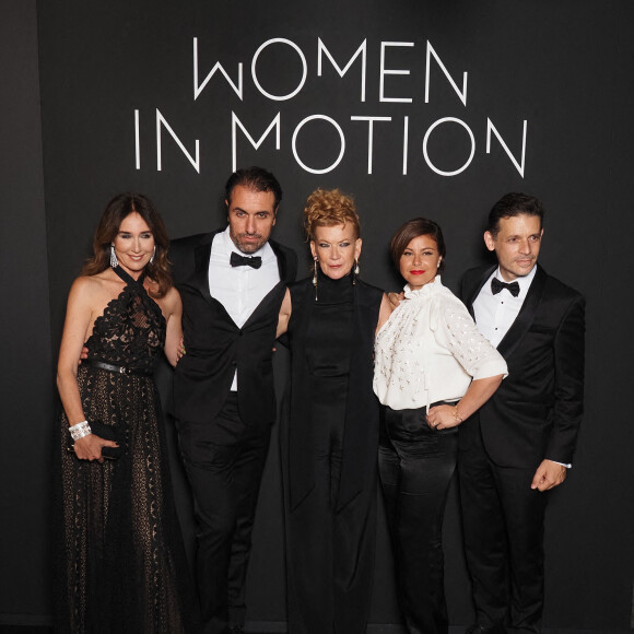 Elsa Zylberstein, Michael Covino, Andrea Arnold, Mounia Meddour - Photocall de la soirée Kering "Women In Motion" lors du 74e Festival de Cannes, le 11 juillet 2021. © Jacovides-Borde-Moreau/Bestimage