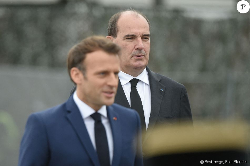 Le président de la République française, Emmanuel Macron et le Premier ministre Jean Castex lors de la cérémonie du 14 juillet sur la place de la Concorde à Paris, France, le 14 juillet 2021. © Eliot Blondet/Pool/Bestimage