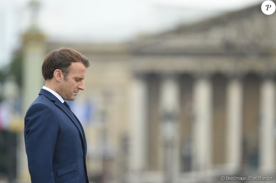 Le président de la République française, Emmanuel Macron lors de la cérémonie du 14 juillet sur la place de la Concorde à Paris, France, le 14 juillet 2021. © Eliot Blondet/Pool/Bestimage