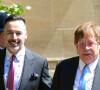 David Furnish et Elton John - Les invités à la sortie de la chapelle St. George au château de Windsor, Royaume Uni, le 19 mai 2018.