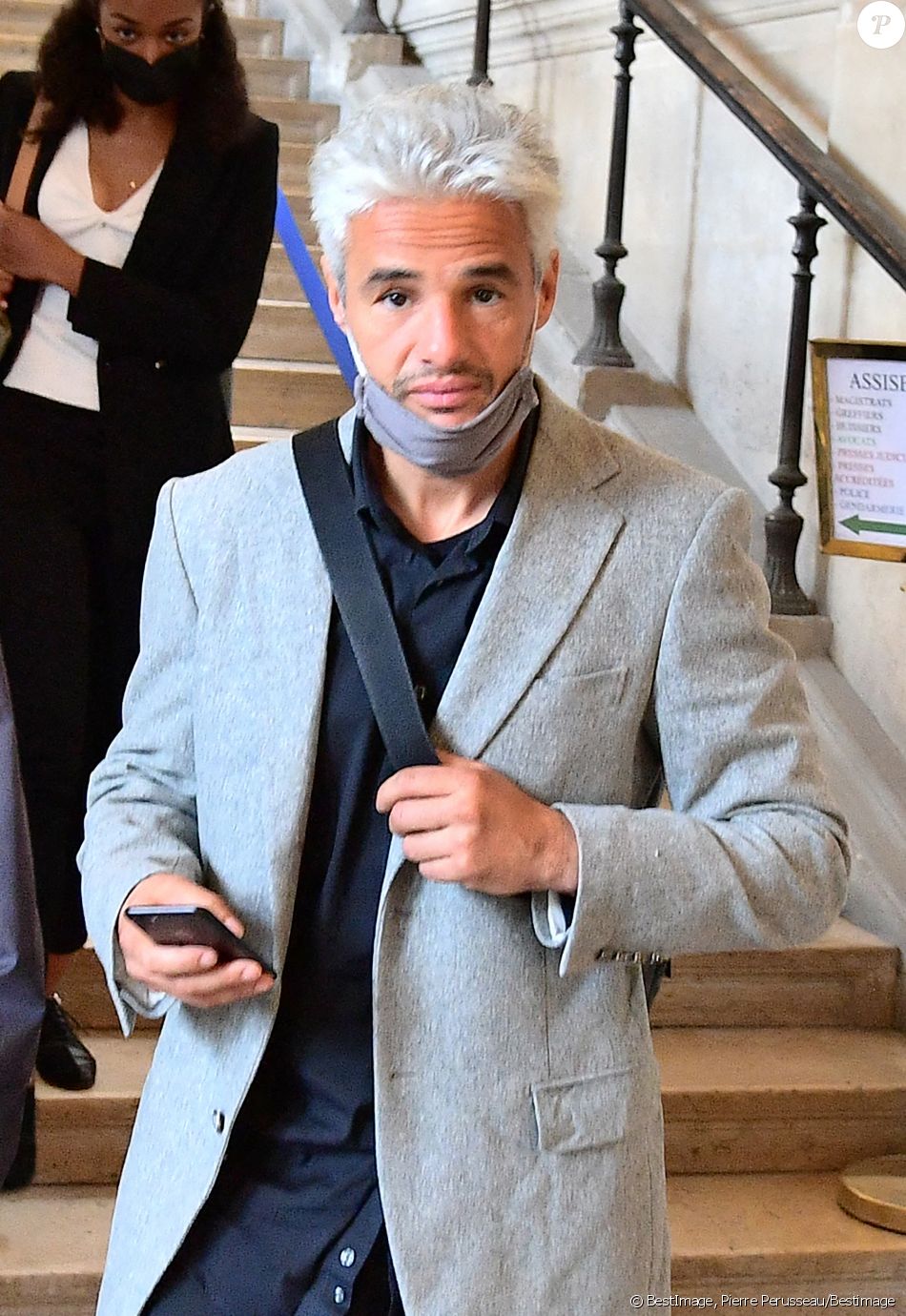 Farid Khider (ancien champion du monde de boxe thaï) à la sortie du tribunal dans le cadre du procès de A.Mimran, accusé de séquestration d'un trader suisse, à Paris, France, le 8 juin 2021. © Pierre Perusseau/Bestimage
