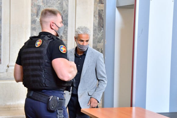 Exclusif - Farid Khider (ancien champion du monde de boxe) arrive au tribunal dans le cadre du procès de Arnaud Mimran, accusé de séquestration d'un financier suisse à Paris le 8 juin 2021.