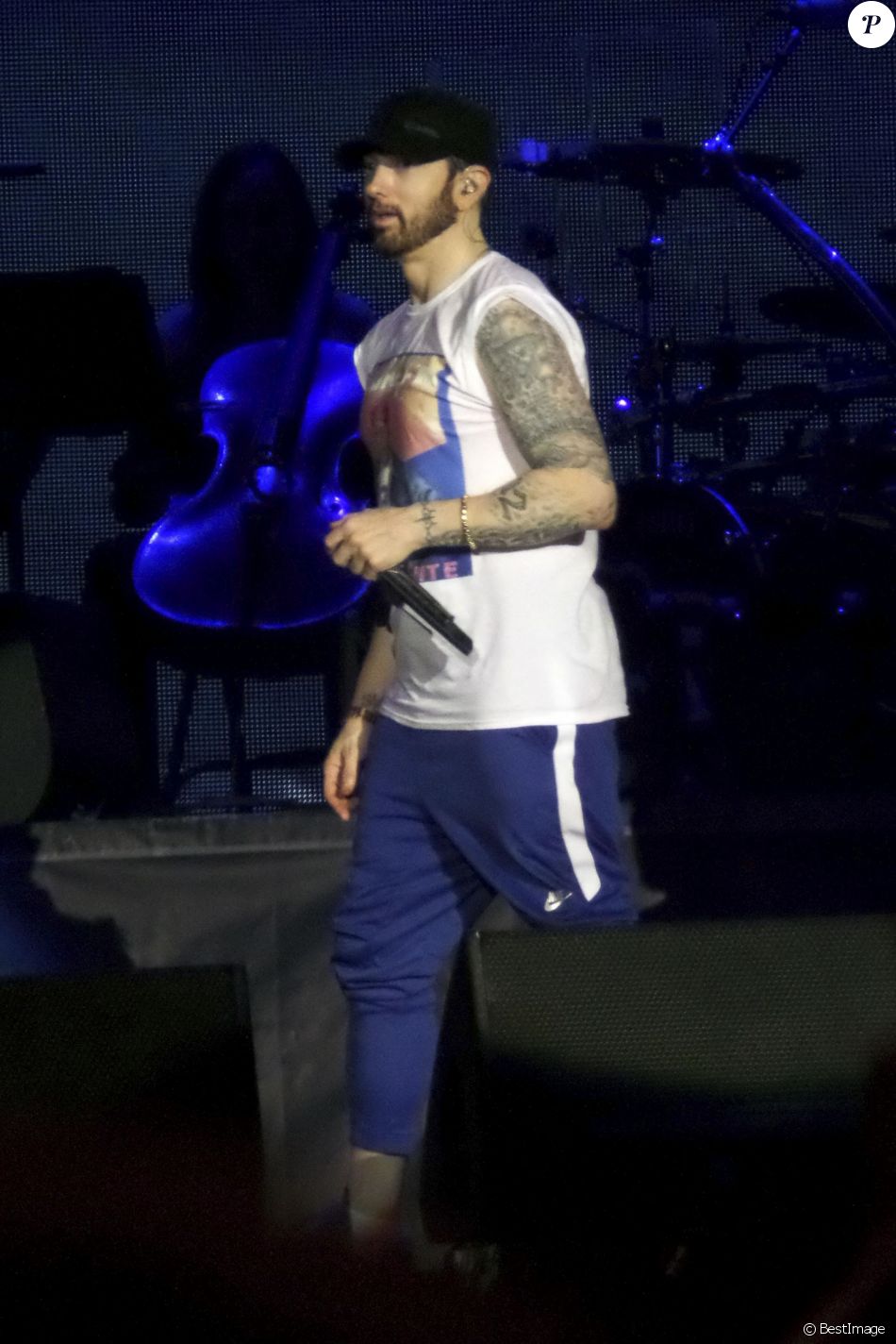 Eminem en concert à Hanover en Allemagne, le 10 juillet 2018.