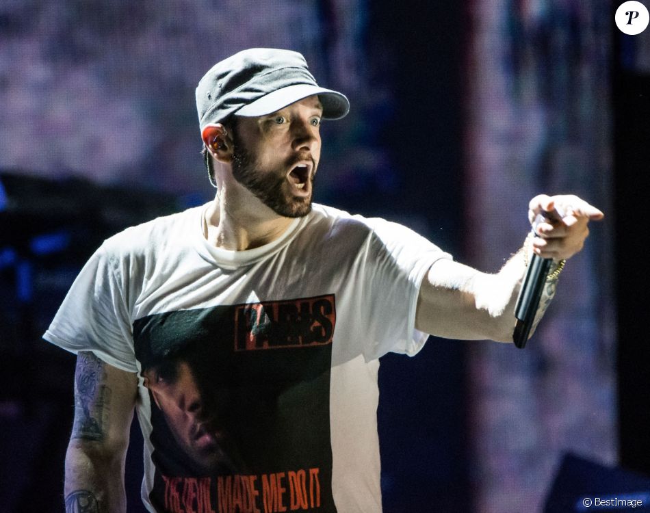 Eminem en concert lors du festival "Bonnaroo Music and Arts" à Manchester, le 17 juin 2018.
