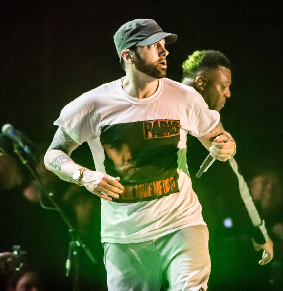 Eminem en concert lors du festival "Bonnaroo Music and Arts" à Manchester, le 17 juin 2018.